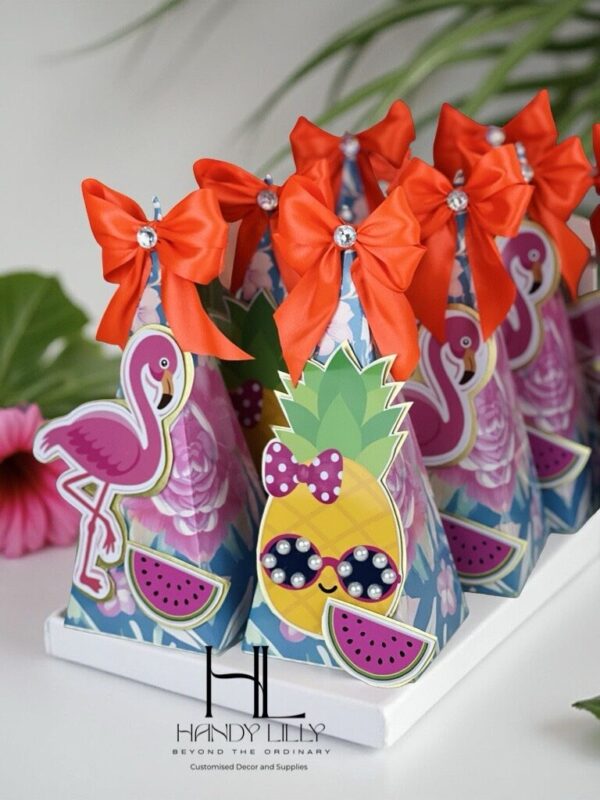 Tropical  beach party triangle/Pyramid treat box