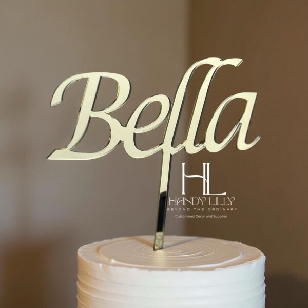 Mirror gold acrylic cake topper