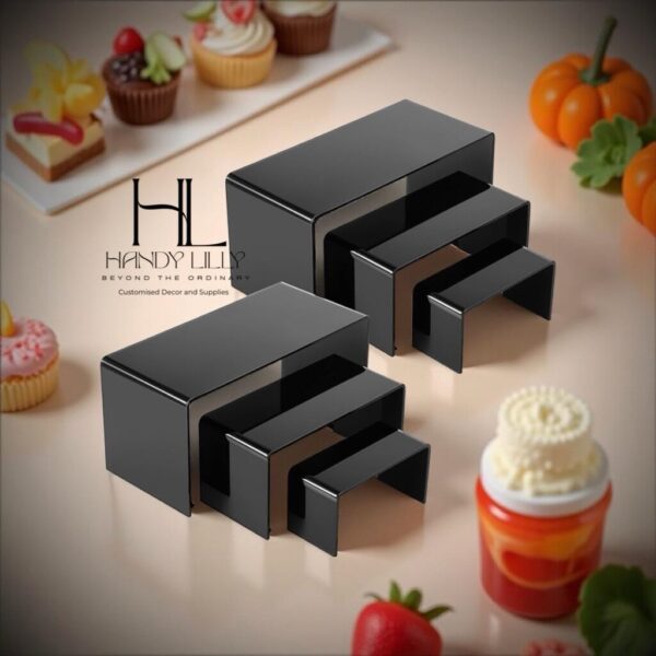 Acrylic Display Stand set of 5 pcs, Risers,Rectangular Display Shelf for Showcase, Dessert, Toys, Perfume - Image 8