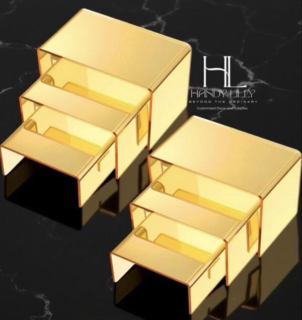 Acrylic Display Stand set of 5 pcs, Risers,Rectangular Display Shelf for Showcase, Dessert, Toys, Perfume - Image 4