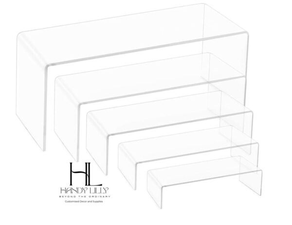 Acrylic Display Stand set of 5 pcs, Risers,Rectangular Display Shelf for Showcase, Dessert, Toys, Perfume - Image 13