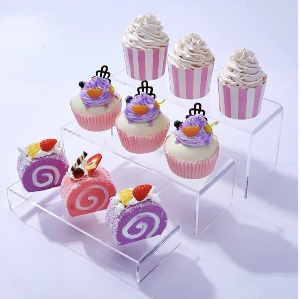 Acrylic Display Stand set of 5 pcs, Risers,Rectangular Display Shelf for Showcase, Dessert, Toys, Perfume - Image 5