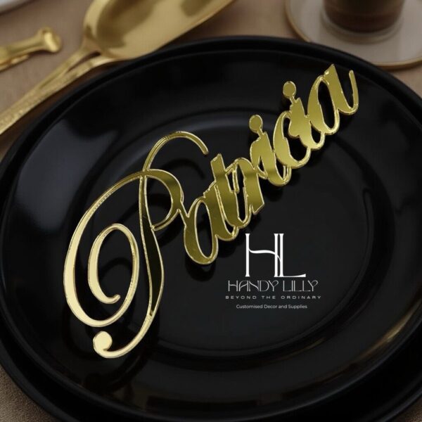 Acrylic Name tag cutout for plates.