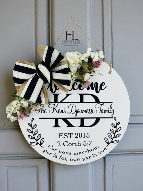 Wooden welcome board